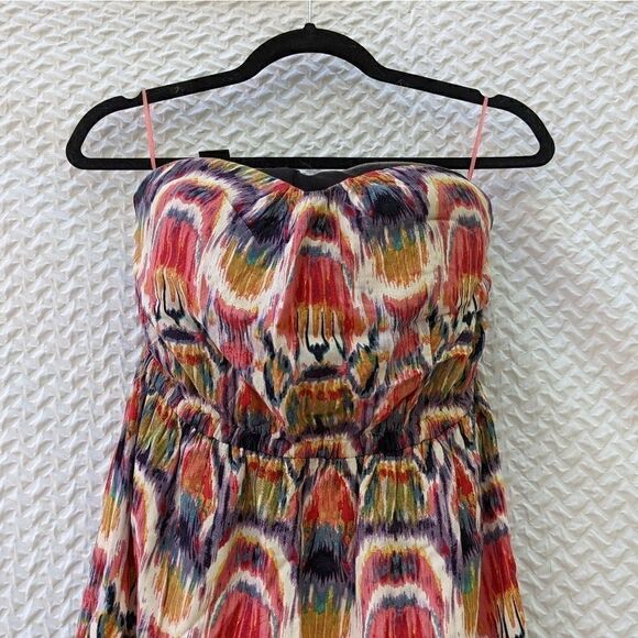 BB Dakota size small strapless, padded high low dress multi color pattern - Picture 2 of 11